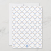 Waterverf Designer Blauw Monogram Crest Bruiloft Bedankkaart (Achterkant)