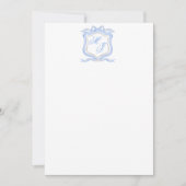Waterverf Designer Blauw Monogram Crest Bruiloft Bedankkaart (Voorkant)