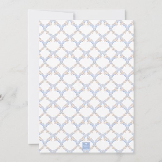 Waterverf Designer Blauw Monogram Crest Bruiloft Bedankkaart (Achterkant)