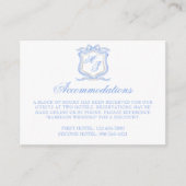 Waterverf Designer Blauw Monogram Crest Bruiloft Informatiekaartje (Voorkant)