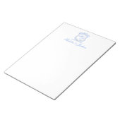 Waterverf Designer Blauw Monogram Crest Bruiloft Notitieblok (Schuin)