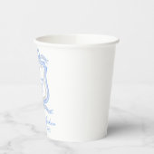 Waterverf Designer Blauw Monogram Crest Bruiloft Papieren Bekers (Links)