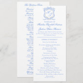 Waterverf Designer Blauw Monogram Crest Bruiloft Programmakaart (Voorkant / Achterkant)