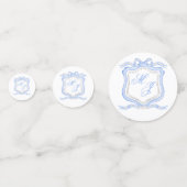 Waterverf Designer Blauw Monogram Crest Confetti (Voorkanten)
