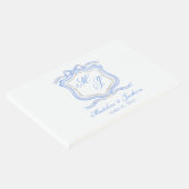 Waterverf Designer Blauw Monogram Crest Gastenboek (Hoek)