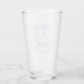 Waterverf Designer Blauw Monogram Crest Glas (Achterkant)