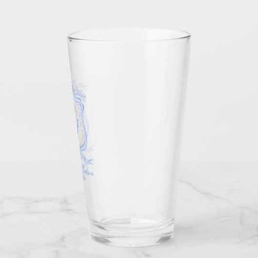 Waterverf Designer Blauw Monogram Crest Glas (Links)