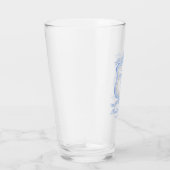 Waterverf Designer Blauw Monogram Crest Glas (Rechts)