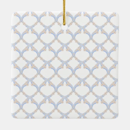 Waterverf Designer Blauw Monogram Crest Keramisch Ornament (Achterkant)