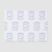 Waterverf Designer Blauw Monogram Crest Tissuepapier (Voorkant)