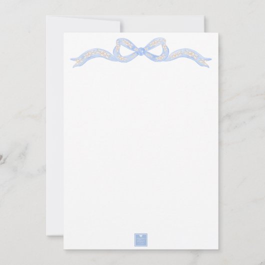 Waterverf Designer Blauw Monogram Foto Bedankkaart (Achterkant)