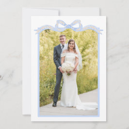 Waterverf Designer Blauw Monogram Kerst Foto Feestdagenkaart