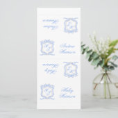 Waterverf Designer Blue Monogram Crest DIY Kaarten (Staand voorkant)