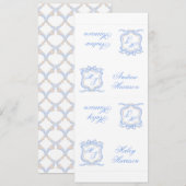 Waterverf Designer Blue Monogram Crest DIY Kaarten (Voorkant / Achterkant)