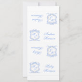Waterverf Designer Blue Monogram Crest DIY Kaarten (Voorkant)