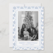 Waterverf Designer Blue Snowflakes Kerst Feestdagenkaart (Voorkant)