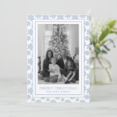 Waterverf Designer Blue Snowflakes Kerst Feestdagenkaart (Staand voorkant)