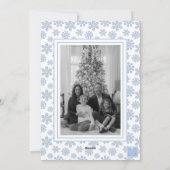 Waterverf Designer Blue Snowflakes Kerst Feestdagenkaart (Achterkant)