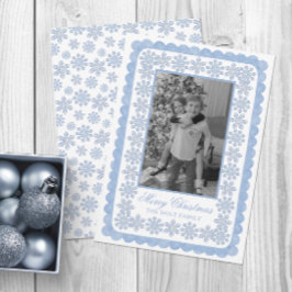 Waterverf Designer Blue Snowflakes Kerst Feestdagenkaart