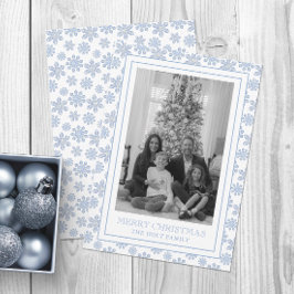 Waterverf Designer Blue Snowflakes Kerst Feestdagenkaart