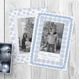 Waterverf Designer Blue Snowflakes Kerst Feestdagenkaart