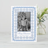Waterverf Designer Blue Snowflakes Kerst Feestdagenkaart (Staand voorkant)