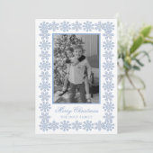 Waterverf Designer Blue Snowflakes Kerst Feestdagenkaart (Staand voorkant)