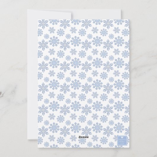Waterverf Designer Blue Snowflakes Kerst Feestdagenkaart (Achterkant)