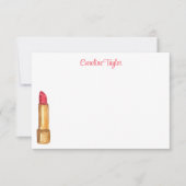 Waterverf Designer Lipstick Make-up gepersonalisee Bedankkaart (Voorkant)