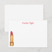 Waterverf Designer Lipstick Make-up gepersonalisee Bedankkaart (Voorkant / Achterkant)