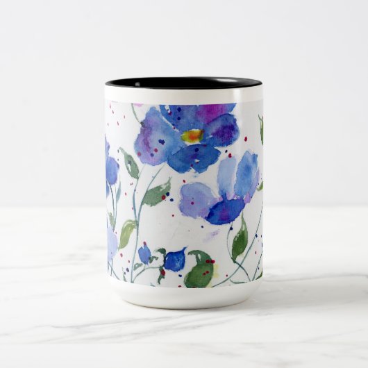 Waterverf Designer Mok - Prachtige levendige blues (Center)