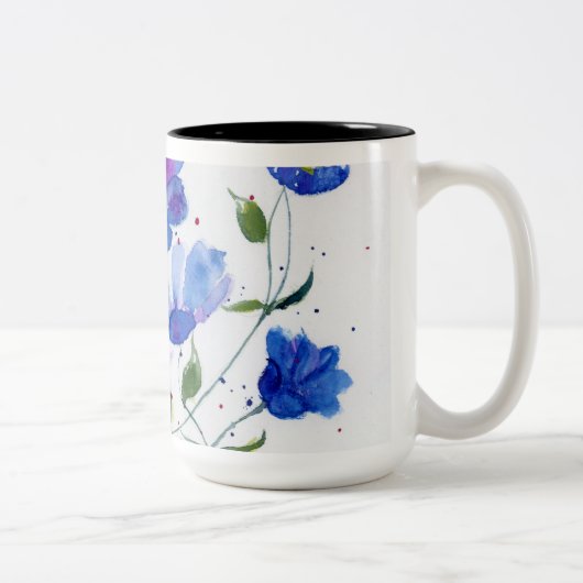 Waterverf Designer Mok - Prachtige levendige blues (Rechts)