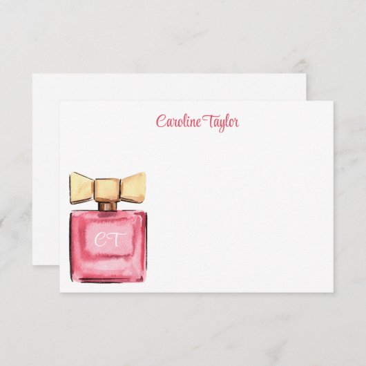 Waterverf Designer Monogram Parfum Parfum Bedankkaart (Voorkant / Achterkant)