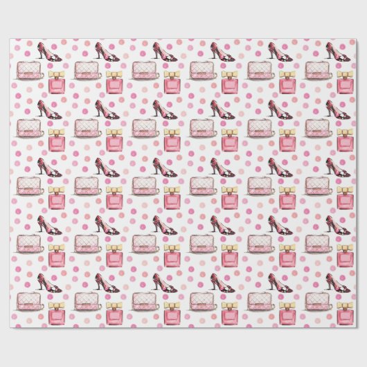Waterverf Designer Schoenentas & Parfum Cadeaupapier (Vlak)
