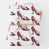 Waterverf Designer Schoenentas & Parfum Inpakpapier Vel (In situ)