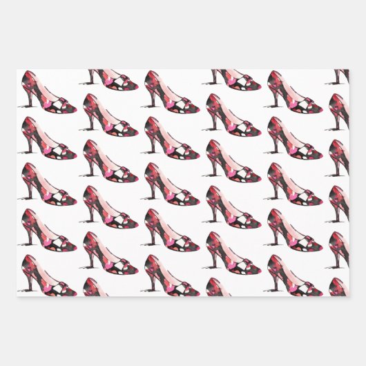 Waterverf Designer Schoenentas & Parfum Inpakpapier Vel (Voorkant)