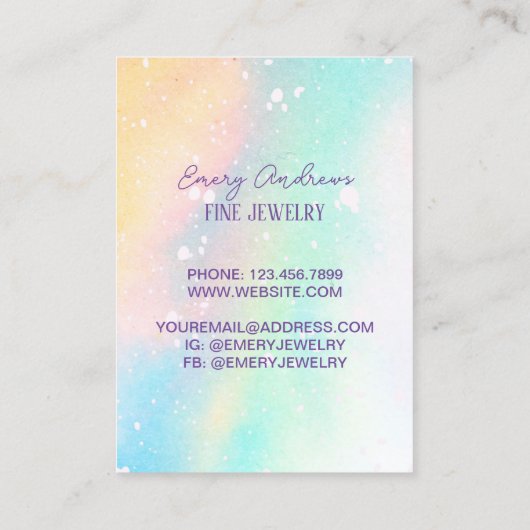 Waterverf Designer Sieraden Oorbel Houder Display Visitekaartje (Achterkant)