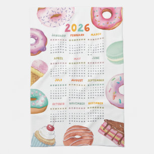 Waterverf Dessert Donut 2026 Kalender Theedoek