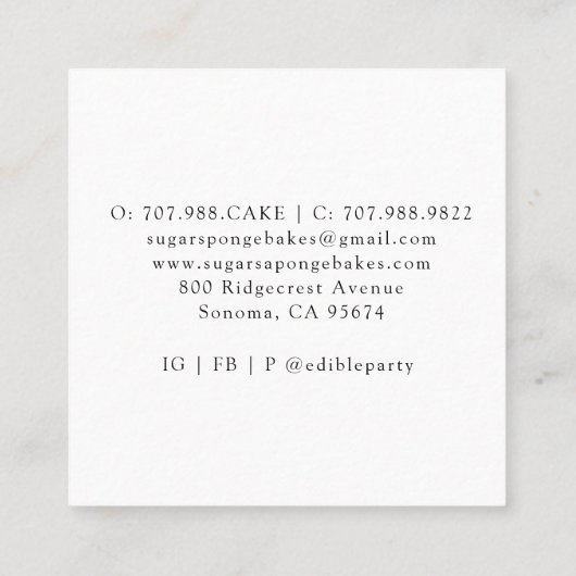 Waterverf desserts Pastry Chef Baker Vierkante Visitekaartje (Achterkant)