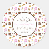 Waterverf desserts voor Baby shower Dank u Ronde Sticker (Voorkant)