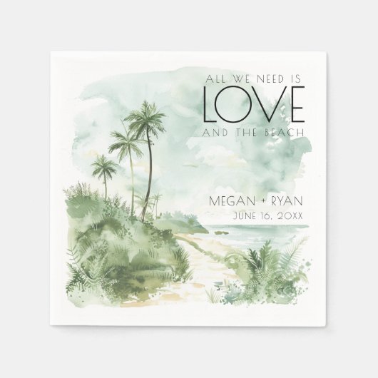 Waterverf Destination Beach Wedding Servet (Voorkant)