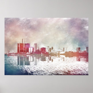 Waterverf Detroit Poster