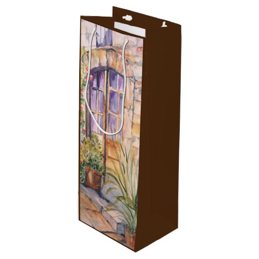  waterverf deur Gift Bag Wijn Cadeautas (Voorkant Gekanteld)