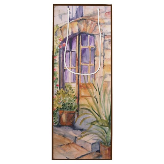  waterverf deur Gift Bag Wijn Cadeautas (Voorkant)