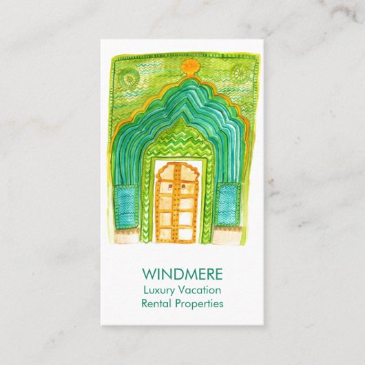 Waterverf Deur Vastgoedmakelaar Realtor QR CODE Visitekaartje (Voorkant)