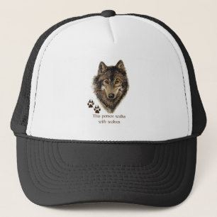 Waterverf Deze persoon loopt met Wolven Wolf art Trucker Pet