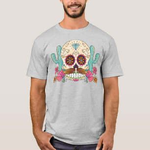 Waterverf Dia de los Muertos Skull & Cactus T-shirt