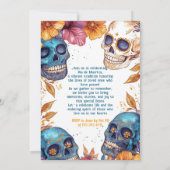 💀 Waterverf Día de Muertos Party Invitation Kaart (Achterkant)