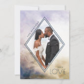 Waterverf Diamond Love Blue Gold Agate Feestdagenkaart (Voorkant)