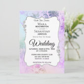 *~* Waterverf Diamond  Modern Wedding Kaart (Staand voorkant)